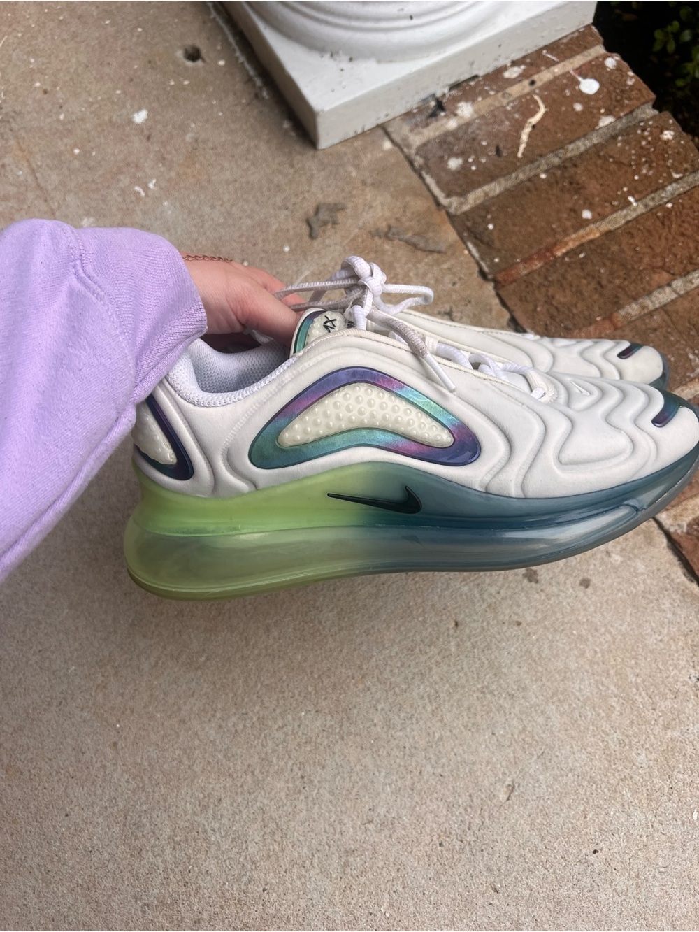Nike White Upper Sneakers with Green-Blue Gradient Air Sole